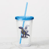 Blauwe Baryonyx Acryl Drinkbeker (Achterkant)