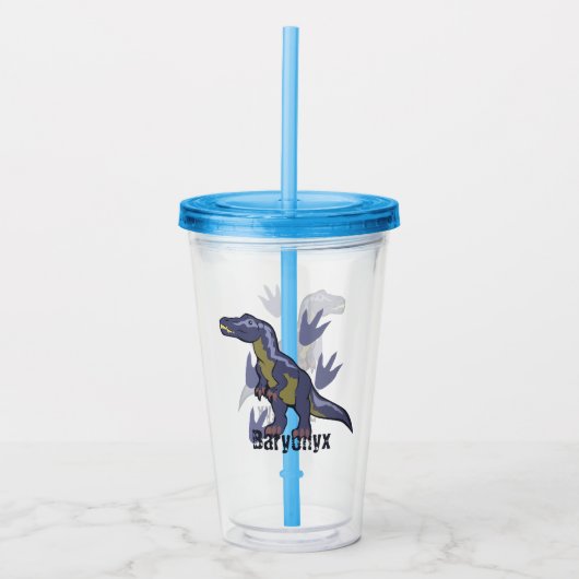 Blauwe Baryonyx Acryl Drinkbeker (Voorkant)