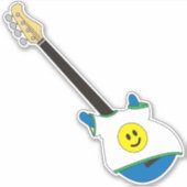 Blauwe Bas met een Happy Face-shirtsticker Sticker (Voorkant)