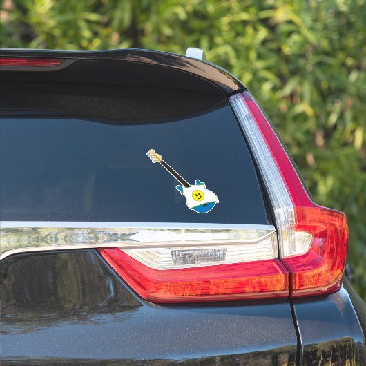 Blauwe Bas met een Happy Face-shirtsticker Sticker (Auto Zijkant)