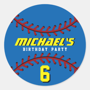 Blauwe Baseball Sticker Sportkinderen Birthday