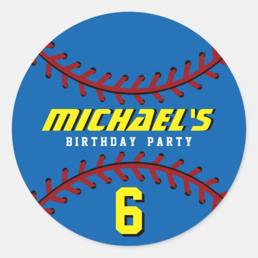 Blauwe Baseball Sticker Sportkinderen Birthday Par (Voorkant)