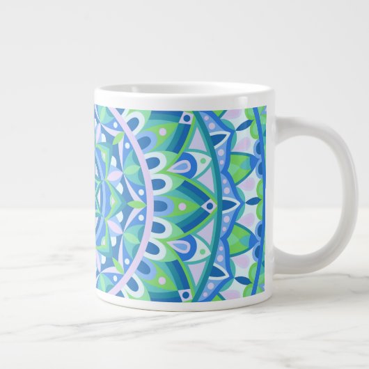 Blauwe basis Mandala Grote Koffiekop (Rechts)