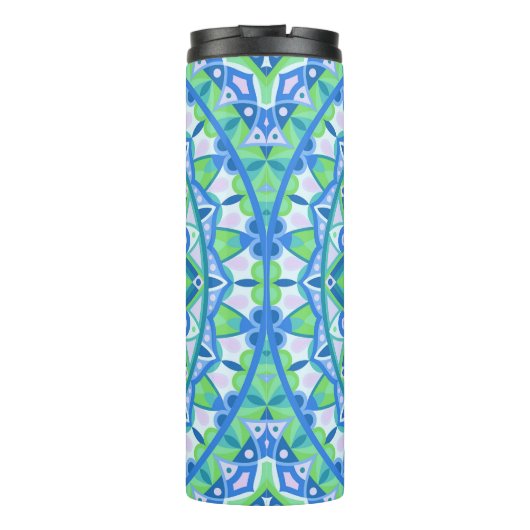 Blauwe basis Mandala Thermosbeker (Achterkant)