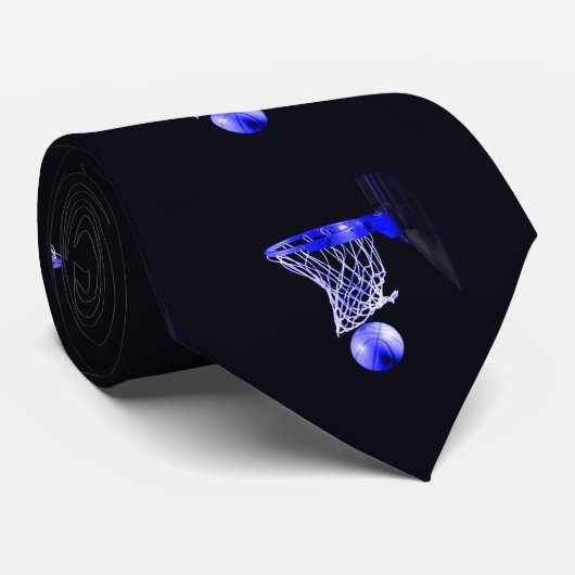 Blauwe basketbal halskleding stropdas (Opgerold)