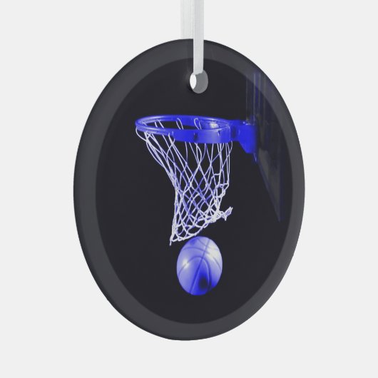 Blauwe Basketbal Kerstmis Ornamenten (Voorkant Rechts)