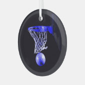 Blauwe Basketbal Kerstmis Ornamenten (Voorkant links)