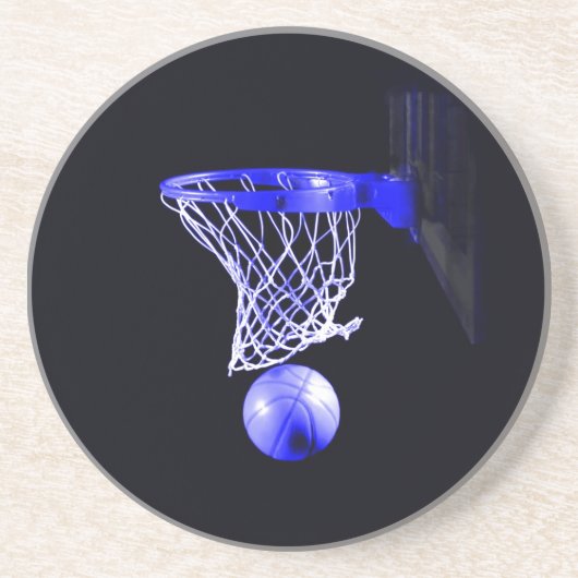 Blauwe Basketbal Kerstmis Ornamenten Zandsteen Onderzetter (Voorkant)
