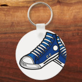 Blauwe Basketbal Sneaker Sleutelhanger (Voorkant)