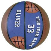 Blauwe Basketball Ball met het NaamAantal van het  Basketbal (Verticaal)