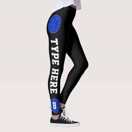 Blauwe Basketball Team Name en Player Number Sport Leggings (Rechts)