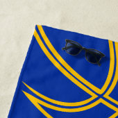 Blauwe basketbalspeler Naam Nummer Coach Sport Strandlaken (In situ)