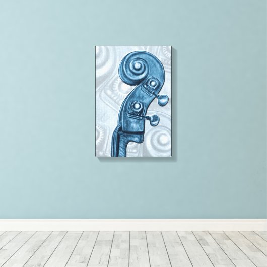 Blauwe bass Scroll Canvas afdrukken (Insitu (Houten vloer))