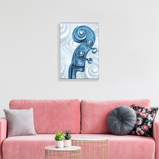 Blauwe bass Scroll Canvas afdrukken (Insitu (Woonkamer))
