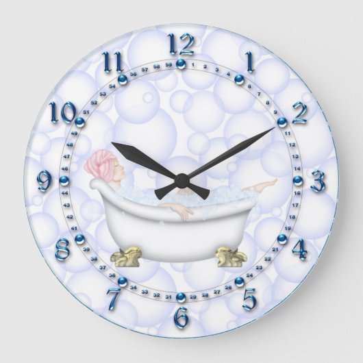 Blauwe bathroebel grote klok (Voorkant)