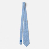 Blauwe Batik Botanische Bloemen Monogram Stropdas (Achterkant)