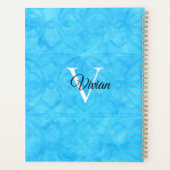 Blauwe Batik Elegante Monogram Naam Planner (Achterkant)