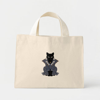 Blauwe Batik Kat Koningin Boodschappentas Mini Tote Bag