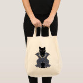Blauwe Batik Kat Koningin Tote Tas (Voorkant (product))