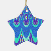 Blauwe batik keramisch ornament (Rechts)