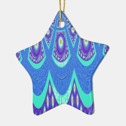 Blauwe batik keramisch ornament (Links)