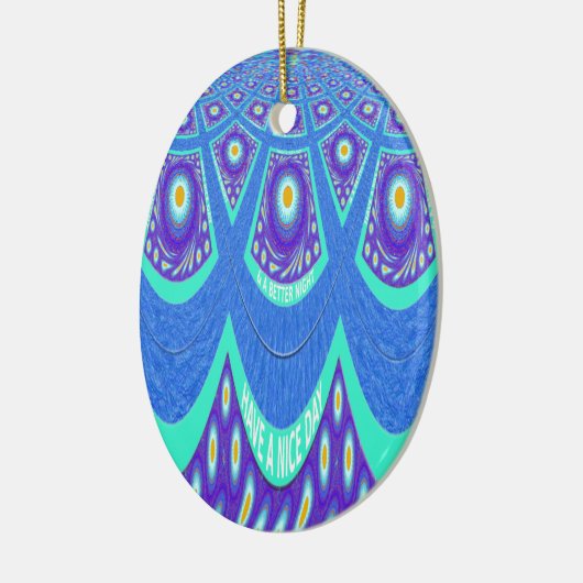 Blauwe batik keramisch ornament (Links)