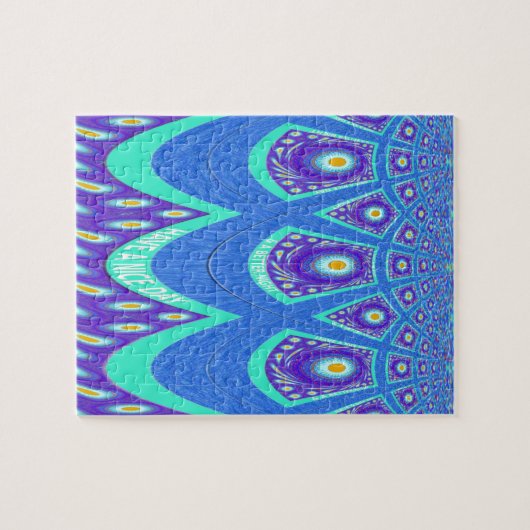 Blauwe batik legpuzzel (Horizontaal)