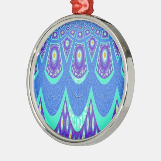 Blauwe batik metalen ornament (Links)