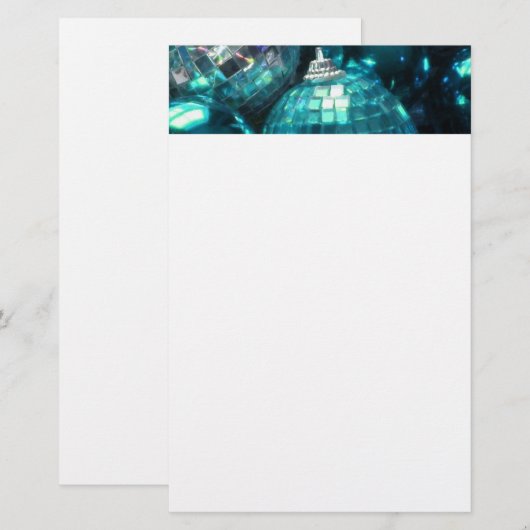 Blauwe Baubles kopaaier wit Briefpapier (Voorkant / Achterkant)