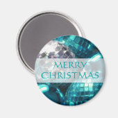 Blauwe Baubles "Merry Kerstmis" koelkast magneet (Voorkant / Achterkant)