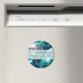 Blauwe Baubles "Merry Kerstmis" koelkast magneet (Insitu (Vaatwasser))