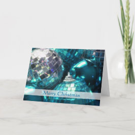 Blauwe Baubles "Merry Kerstmis" stripe-kaart Feestdagen Kaart