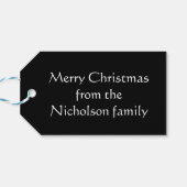 Blauwe Baubles Tekstcadeau labels zwart Cadeaulabel (Achterkant Horizontaal)