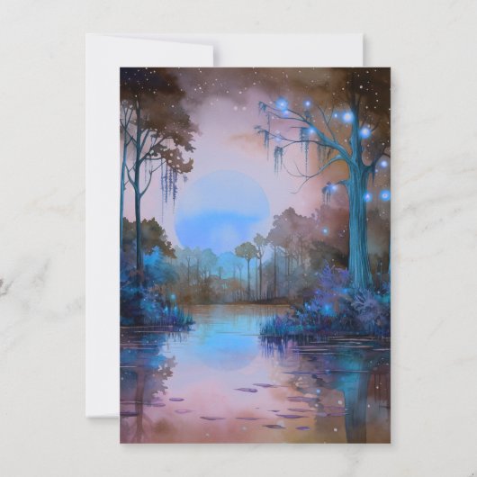 Blauwe Bayou avond bruiloft Kaart (Achterkant)