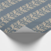 Blauwe Bayoux Arts and Crafts Floral Stripe Cadeaupapier (Hoek)