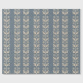 Blauwe Bayoux Arts and Crafts Floral Stripe Cadeaupapier (Vlak)