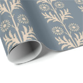 Blauwe Bayoux Arts and Crafts Floral Stripe Cadeaupapier (Rol Hoek)