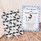Blauwe BBQ Baby Shower Kaart