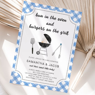 Blauwe BBQ Baby Shower Kaart