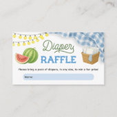 Blauwe BBQ Baby shower Luier Raffle Informatiekaartje (Voorkant)