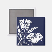 Blauwe Beardsley Poppies Magnet (Voorkant / Achterkant)