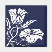 Blauwe Beardsley Poppies Magnet (Voorkant)