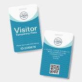 Blauwe bedrijfsbezoekerspas ID QR-code Badge (Voor- en achterkant)