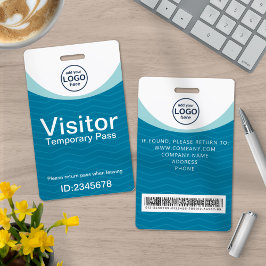 Blauwe bedrijfsbezoekerspas ID-streepjescode Badge