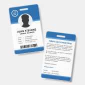 Blauwe  bedrijfsmedewerker Logo foto Badge (Voor- en achterkant)