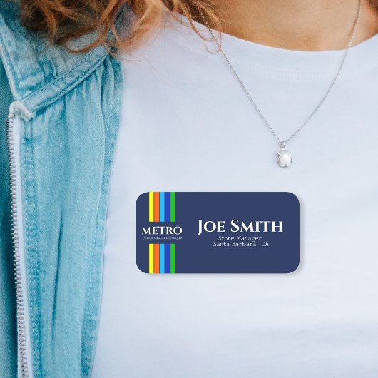 Blauwe bedrijfsnaam Urban Modern Vertical Stripes Naamplaatje