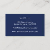 Blauwe bedrijfsnaam Urban Modern Vertical Stripes Visitekaartje (Achterkant)