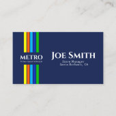 Blauwe bedrijfsnaam Urban Modern Vertical Stripes Visitekaartje (Voorkant)