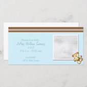 Blauwe Beer Baby Aankondiging Fotokaarten (Voorkant / Achterkant)