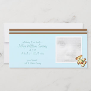 Blauwe Beer Baby Aankondiging Fotokaarten